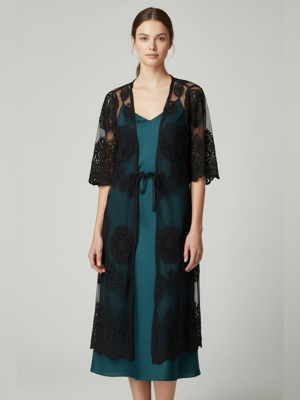 Sheer Black Lace Robe
